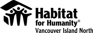 Black horizontal logo design reading Habitat For Humanity, Vancouver Island North