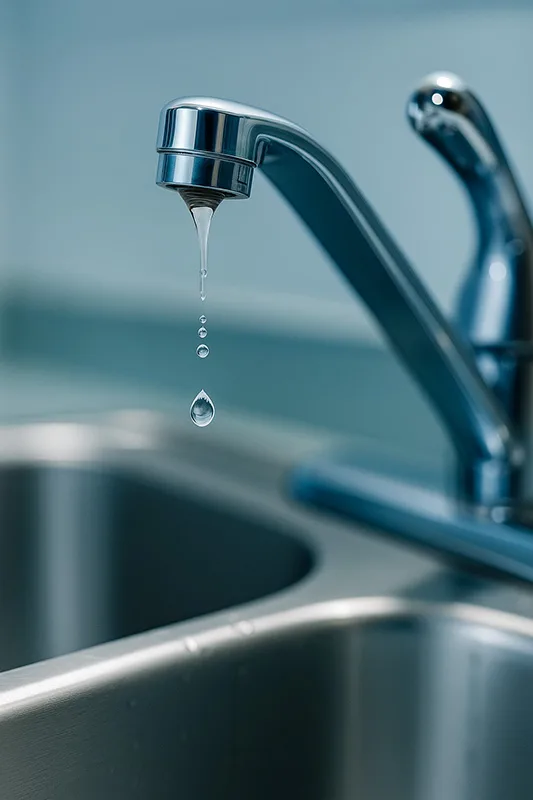 Water dripping from a faucet